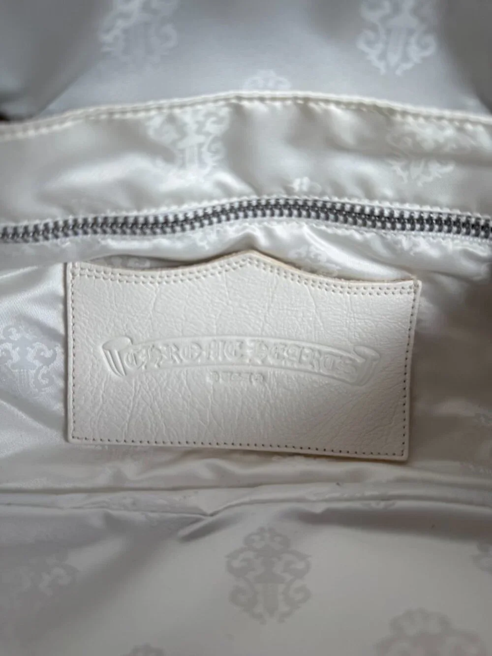 Chrome Hearts White Leather Cross Bag
